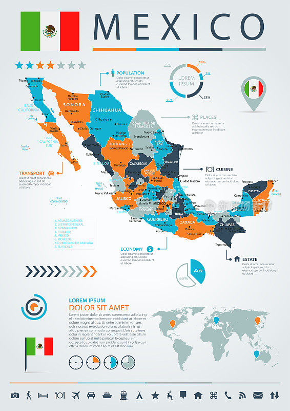 12 -墨西哥-蓝橙色信息图